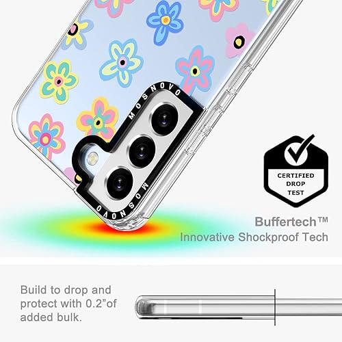 Miniatura 5 de MOSNOVO Funda para Galaxy S22 Plus, funda para Samsung S22 Plus, Groovy Flowers Slim Clear Case con diseño de mujeres y niñas, a prueba de golpes,