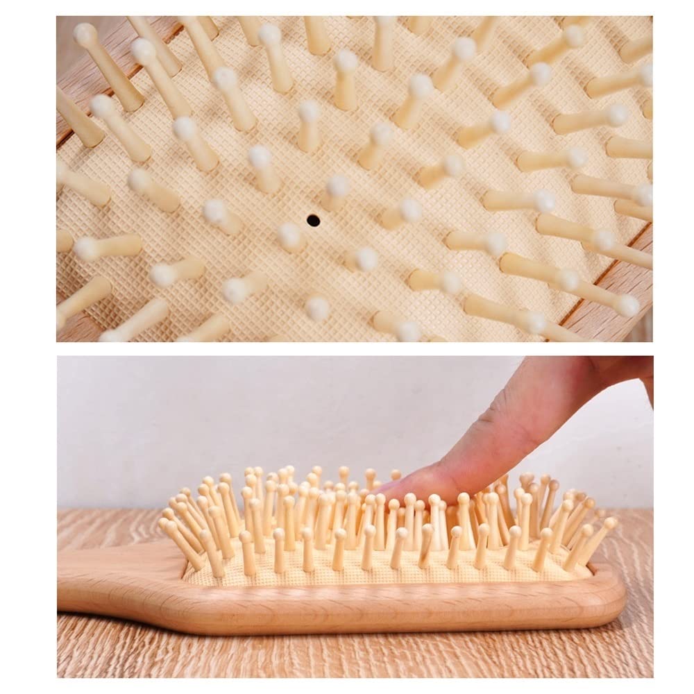 Peines de madera maciza natural, cepillo for el cabello, peine de masaje for mujeres y hombres, cuero cabelludo de masaje for reducir el encrespamiento, for cabello liso, rizado, ondulado, seco, húmed