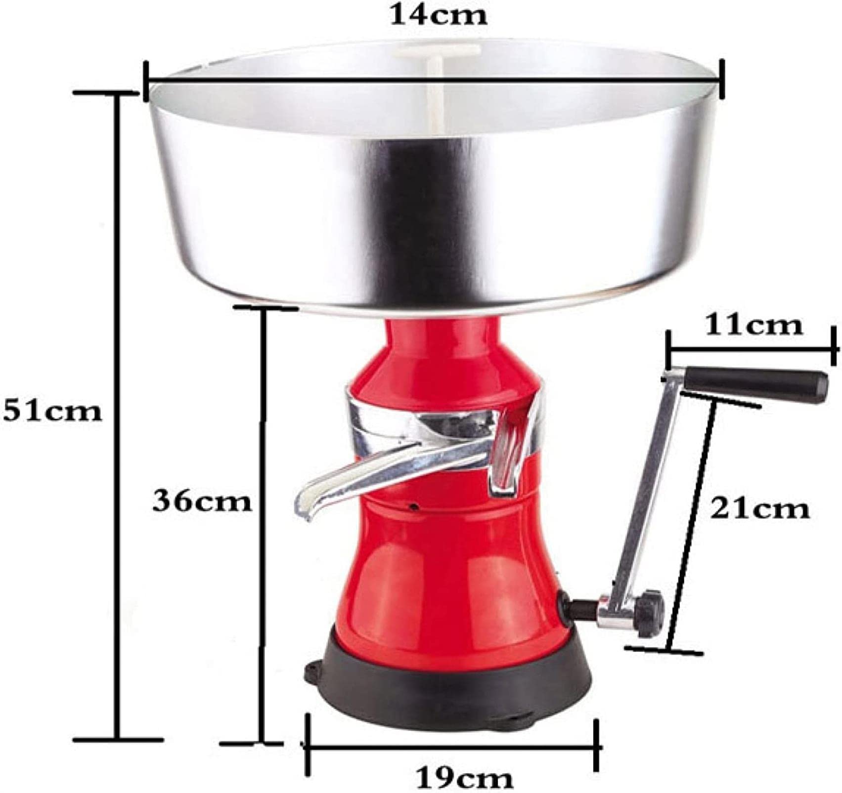 Separador manual de nata/Centrífuga de cocina/Máquina desgrasadora para convertir leche cruda o entera en nata y leche desnatada para leche de oveja, leche de cabra u otros productos lácteos