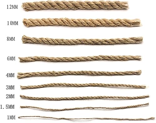 Miniatura 4 de Cuerda de yute natural, materiales de embalaje industrial, resistente, cuerda de yute marrón natural, cuerda de yute de 49 pies49.2 ft para artes,