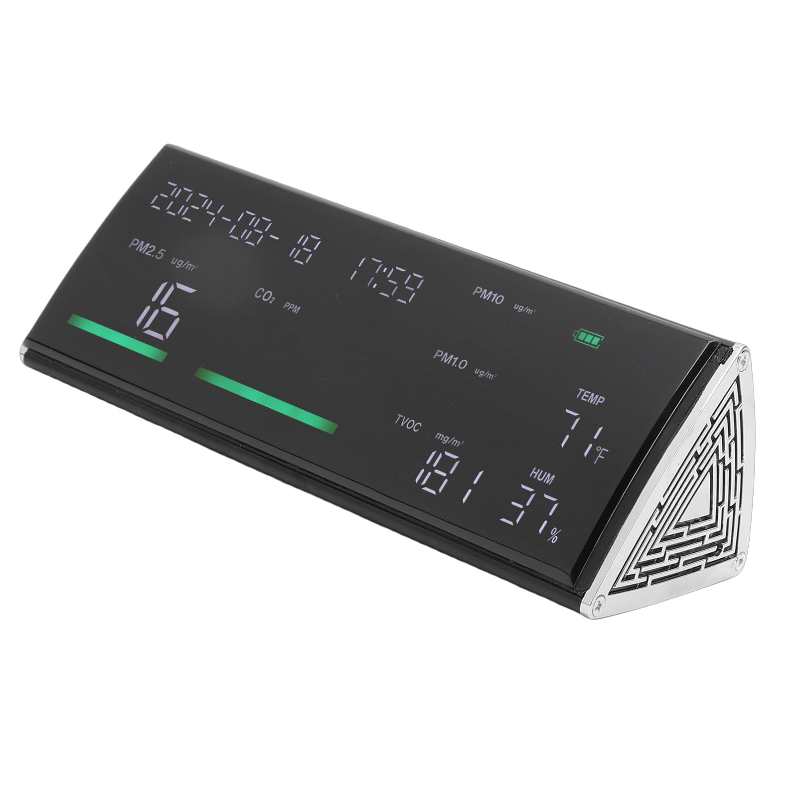 Monitor Integral de Calidad del Aire Detector de CO2 Portátil para PM1.0 TVOC Temperatura Humedad Probador de Aire Doméstico para Monitoreo Continuo (Negro)