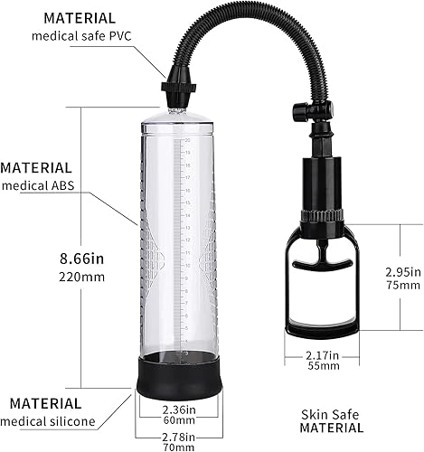 Miniatura 5 de Juego de bomba de pene  Bomba de vacío para pene, 3 anillos de pene, manga de vagina, 3 fundas de silicona de diferentes tamaños para adaptarse al