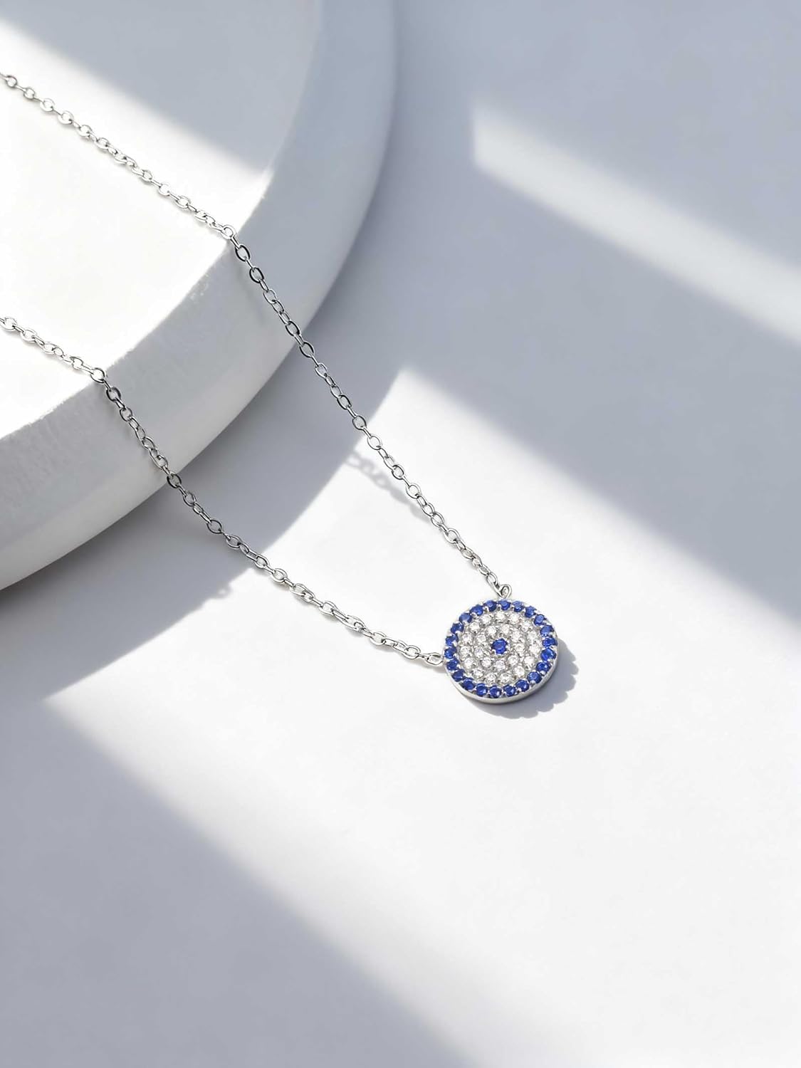 Dainty Stainless Steel Cubic Zirconia Round/Eye Pendant Necklace for Women Pave Necklaces Fashion Jewelry - Image 3