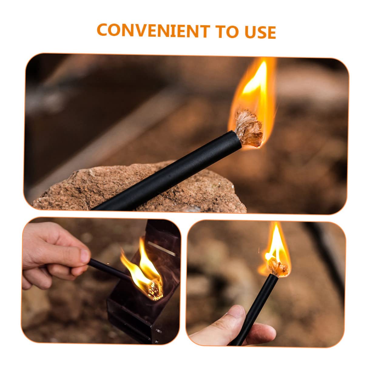 DOITOOL 24sets Portable Fire Starting Rope Lightweight Wind Resistant for Camping Hiking Fishing Emergency Situations Easy to Carry Outdoor Accessory