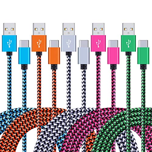 CIQILY Type C Charger Cable, 5-Pack 6FT USB C to USB 2.0 Braided Charger Cord