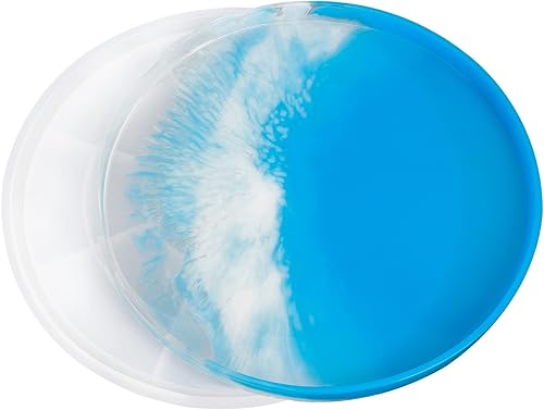 Gartful - Molde de bandeja rodante para resina, molde redondo grande para bandeja de servir con bordes, molde de silicona epoxi para bandeja de