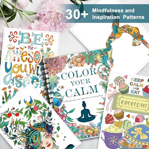 Image of Coloring Books for Adults with 30 Patterns Positive Quotes Large Print