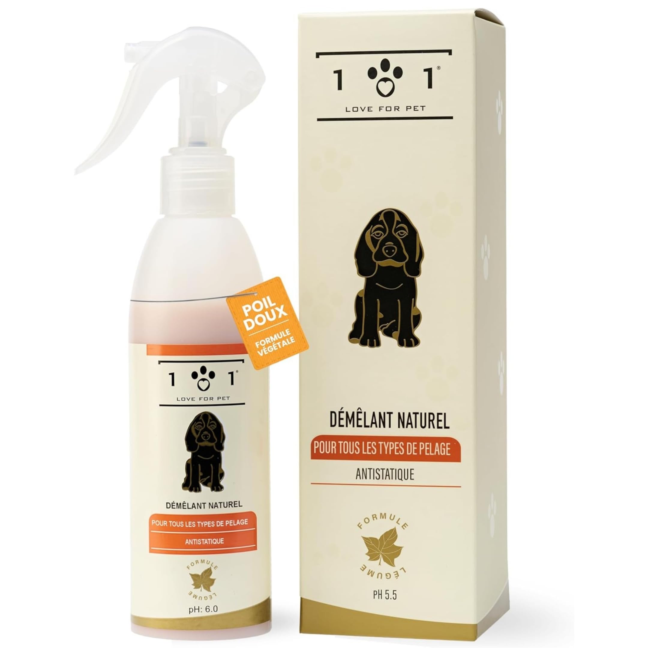 Spray Demelant Chien Naturel 250ml Demelant Chien Poil Long avec Ingrédients et Huiles Végétaux Convient à Tous Les Types de Pelage Doux et Brillant Formule Antistatique Professionnelle Linea 101