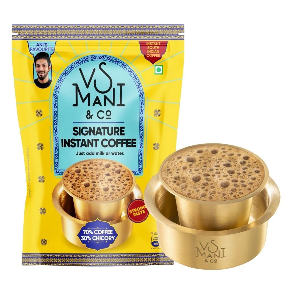 VS Mani & Co Instant Coffee Powder - Arabica Dark Roast (100gm) and Traditional Brass Dawara-Tumbler Combo (B099KPGR16) Amazon Price History, Amazon Price Tracker