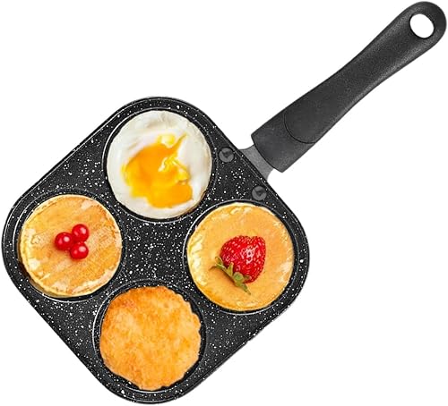 Miniatura 1 de Molde de parrilla premium, 4 tazas de molde antiadherente para panqueques, sartén antiadherente para huevos escalfados, sartén para panqueques para