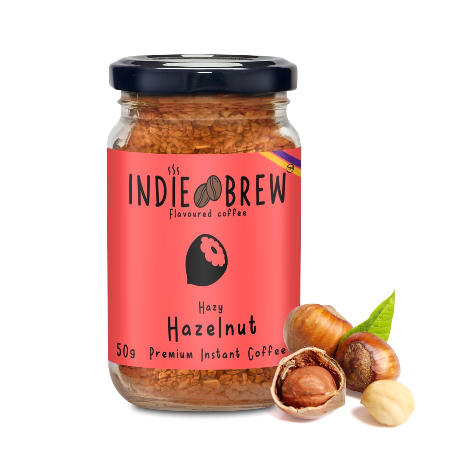 Sponsored Ad - Indie Brew Hazelnut coffee, Arabica, Freeze dried flavoured coffee, No Added Sugar, Low Calorie, Instant powder for staying active | 50g | Makes 25 bold cups | Strong Aroma
