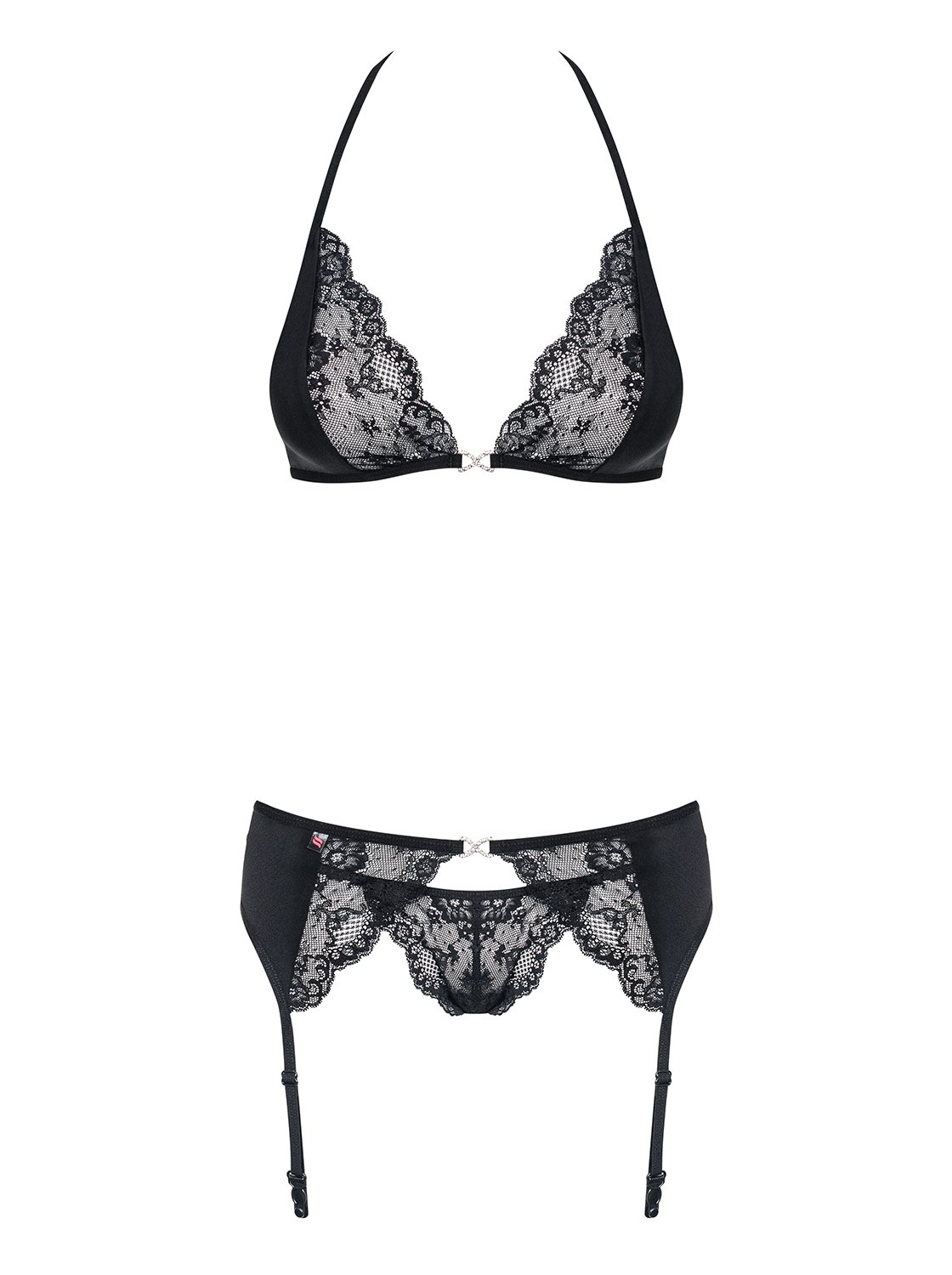 Obsessive - Conjunto seductor de lencería para mujer con sujetador, liguero y tanga, en bonita caja de regalo