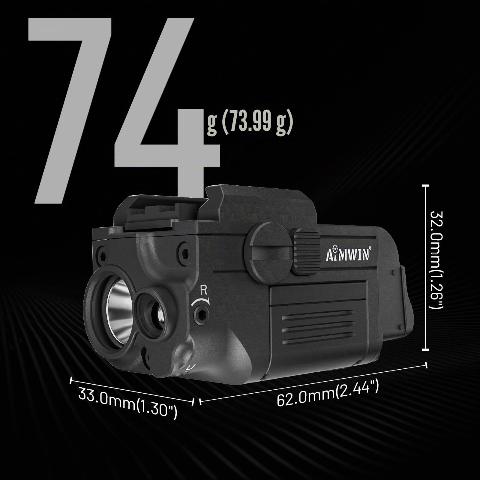AIMWIN WL10 GL Linterna Táctica con Láser Verde 900 Lúmenes para Pistolas, Luz de Arma Recargable Magnética Compatible con Rieles 1913 y GL