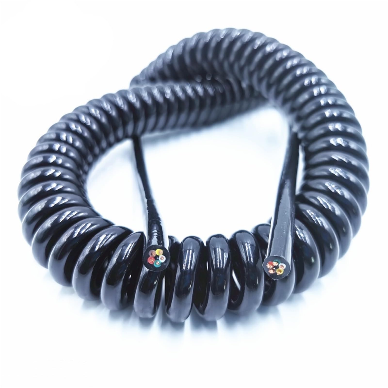 4-żyłowy czarny przedłużacz sprężynowy spiralny 20AWG 24AWG 17AWG 14AWG Kabel 2,5 metra metrów 7(Line length 7.5 meter)