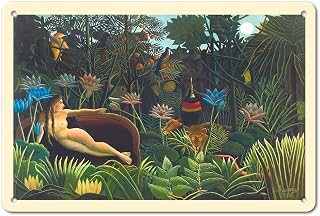 Pacifica Island Art The Dream - From an Original Color Painting by Henri Rousseau c.1910-8 x 12 inch Vintage Metal Tin Sign