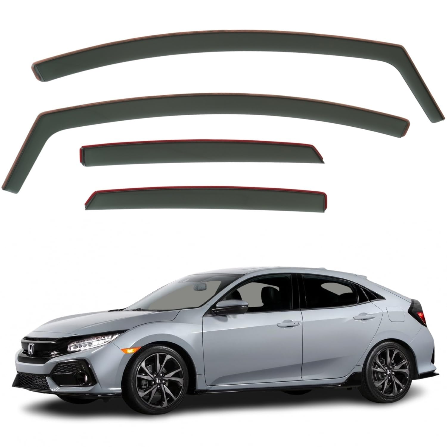 ClimAir Car Comfort Deflettori D'aria Laterali In Nero, Compatibili Con Honda Civic 5 Porte 2006-2012