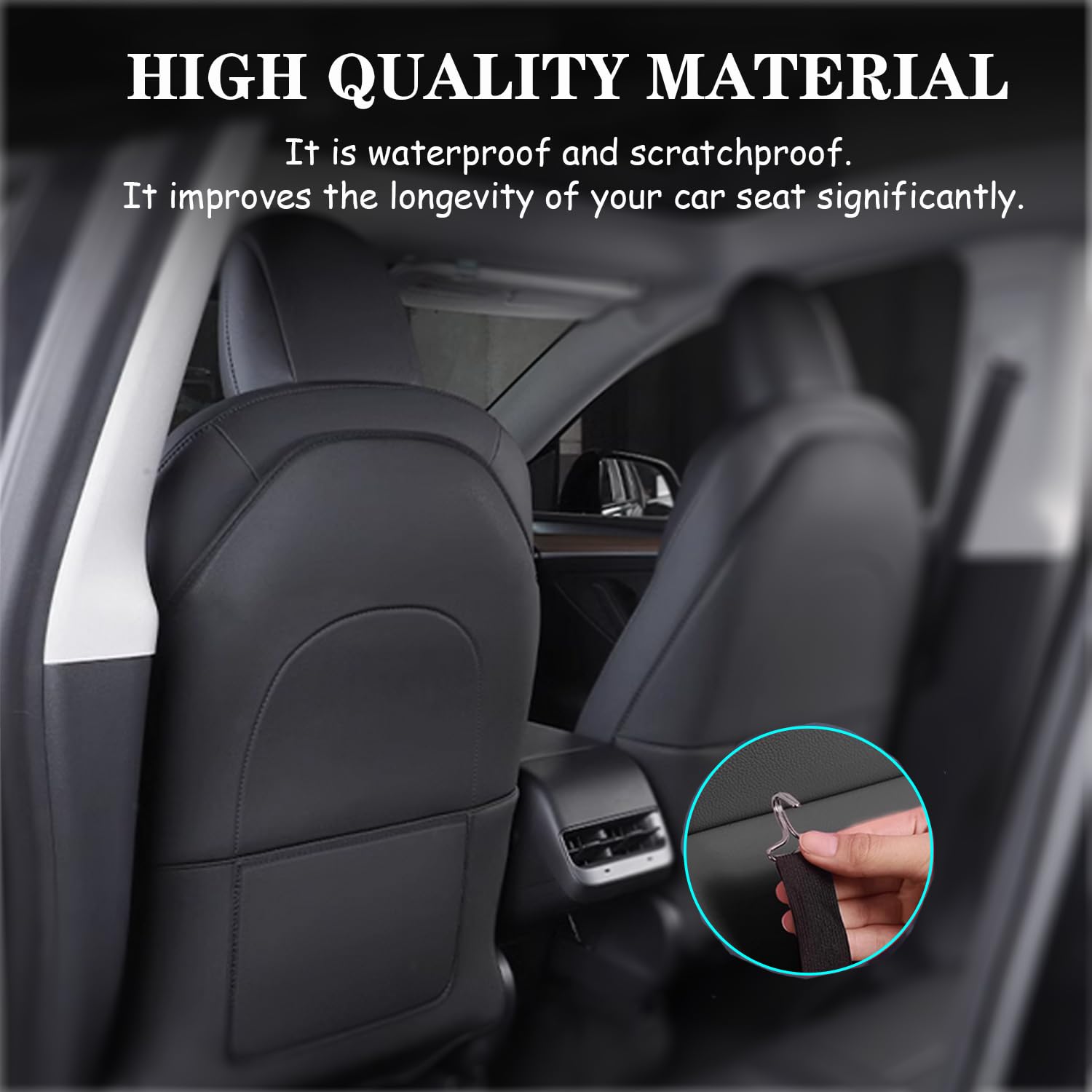 para Tesla Protector de Respaldo de Cuero para Asiento Model Y/3/X/S, Protector de Asiento para Niños Protector de Asiento Respaldo de Asiento para Niños, Negro (Not Fit for Model Y Standard)