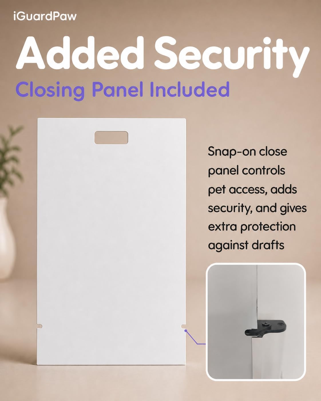 Dog Door for Interior/Exterior Doors, Durable Flap, Large | Unique 3-Panel Flap, Brush Weatherstrip Sealing, Magnetic Closure. Includes a Closing Panel for Extreme Weather Use
