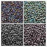 Czech Fire-Polished Faceted Glass Beads Round 3mm. Four Colors. Total 400 pcs. Set 3SFP 402 (3FP046