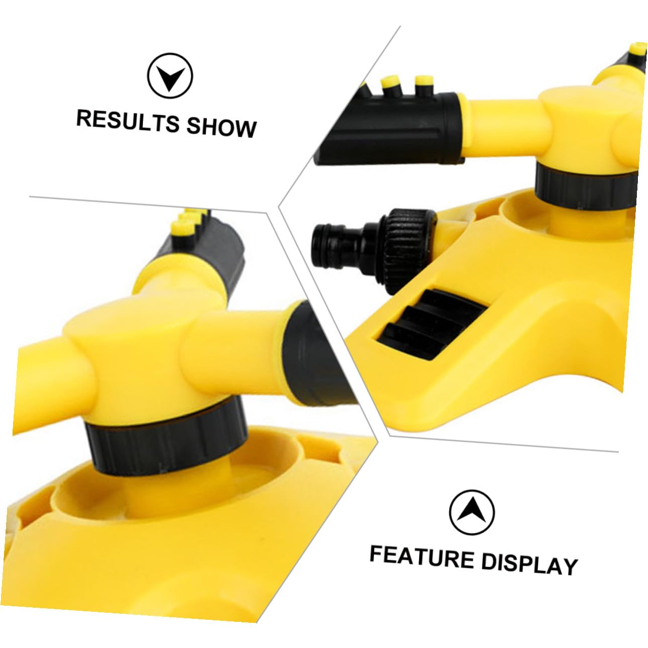 Arroseur Rotatif de Jardin 360 Degrés en Plastique Jaune, Facile à Utiliser, Lot de 2 Pièces pour Arrosage Pelouse et Système D'irrigation Jardin