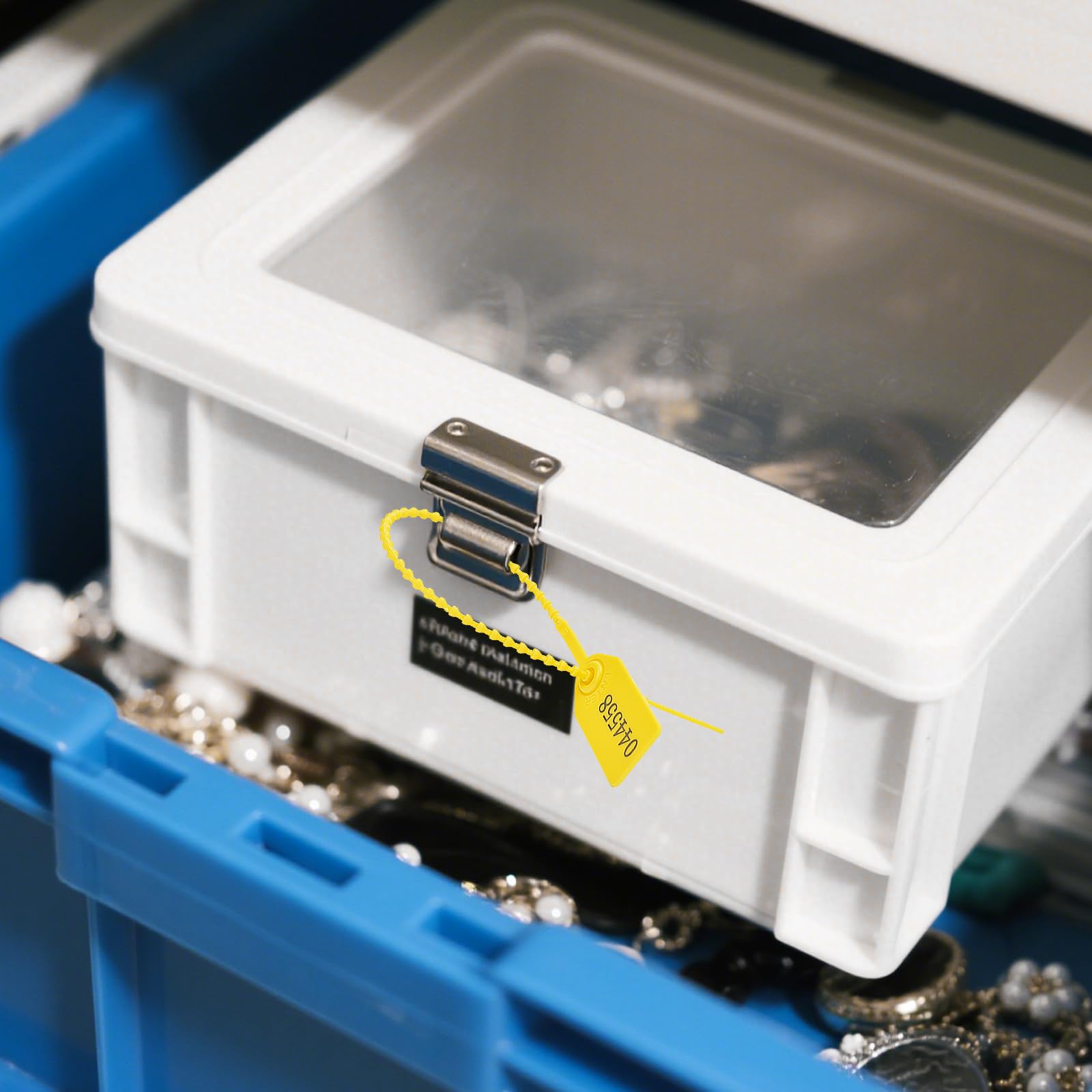 Sigilli di sicurezza in plastica per spedizioni, etichette usa e getta per segnaletica numerata, lucchetti di sicurezza autobloccanti, per spedizioni doganali, 500 pezzi, giallo