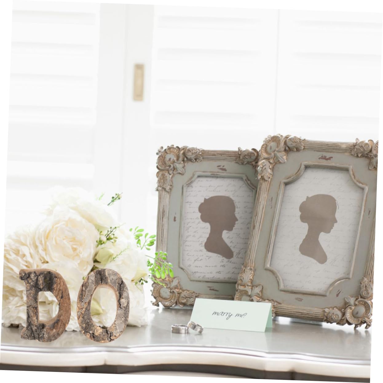 Anneome Elegant Tree Bark Ornament Vintage English Letters Decoration for Home Party Wedding Dec