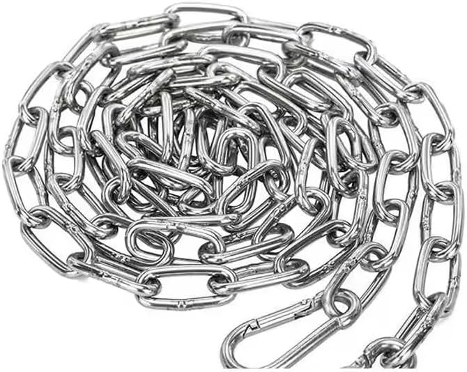 2M 1.2-12mm 304 Stainless Steel Long/Short Loop Pet Chain Crane Suspension Chain Clothes Drying Guardrail Anti-Theft Chain (6.0mm)