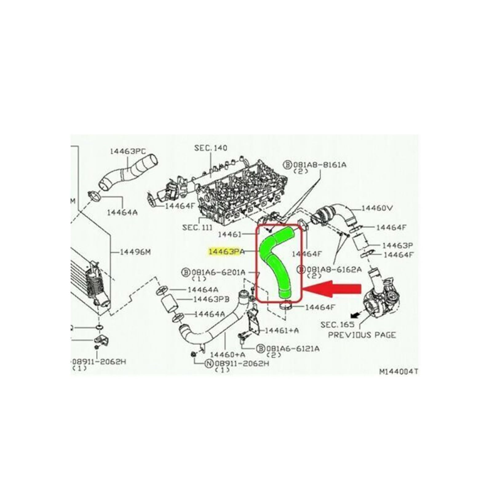 Mod silnik wąż chłodzący Pasuje do Nissana Navara NP300 D22 D40 2.5 DCI 14463EB71A 14463EC01A Przewód chłodnicy międzystopniowej, wąż turbosprężarki
