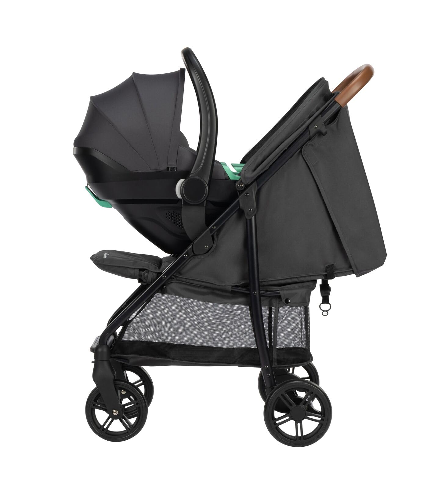 Bebeconfort Misty Duo, 2 en 1 Poussette Compacte, Panier spacieux jusqu'à 8 kg, Plateau pour la sécurité et le jeu, Poussette Pliable, 0 à 4 ans, 0-22kg, avec Siège Auto Bébé i-Size, Mineral Graphite