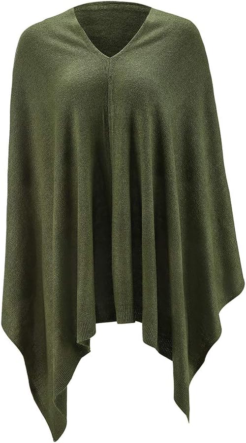 Fomolom Women Ponchos Sweater Versatile Lightweight Solid Knitted Shawl Wrap Scarf Cape Accessories for Womens - Image 3