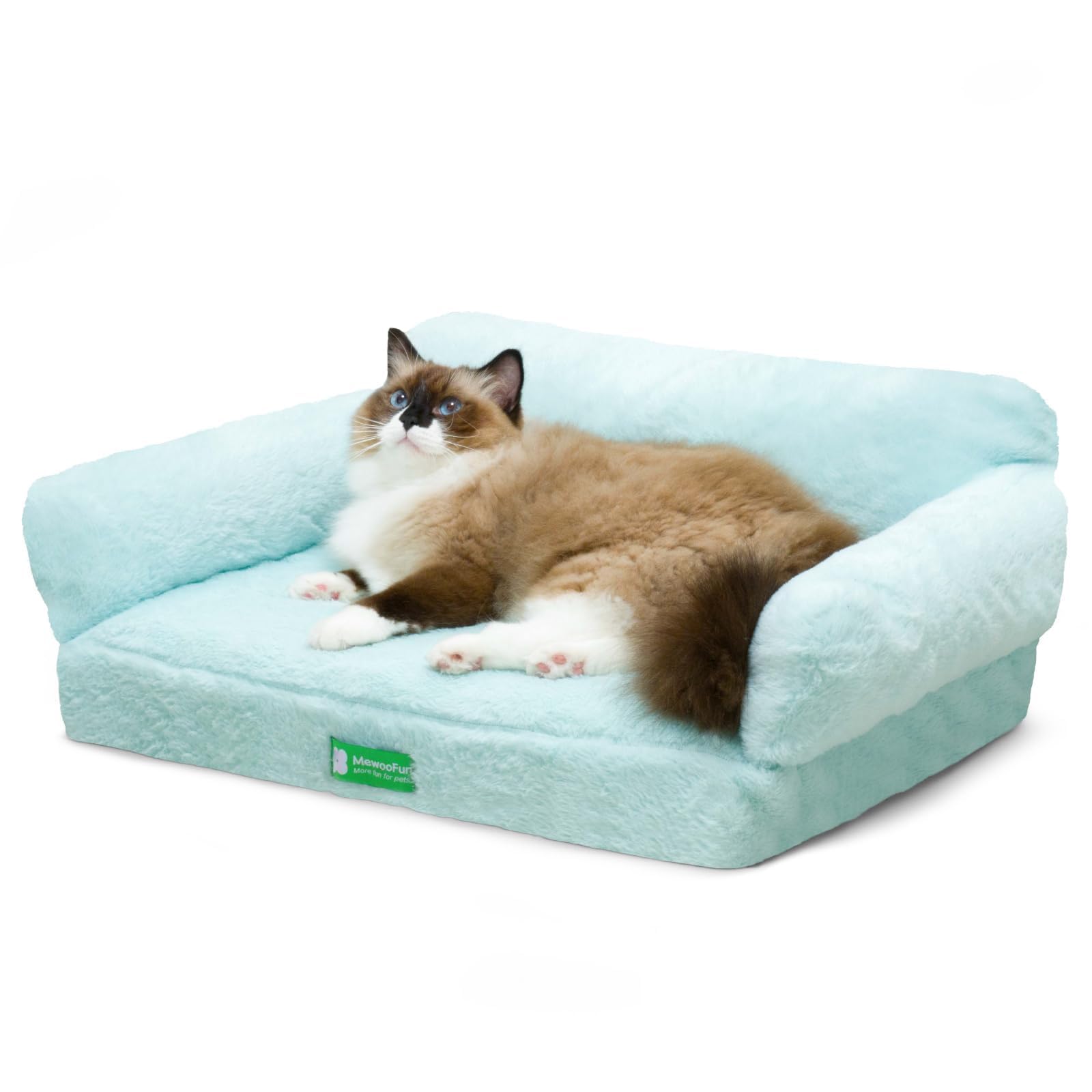 MEWOOFUN Cat Bed for Indoor Cats Orthopedic Dog Bed for Small Medium Dogs, Egg- Foam Pet Bed with Removable Washable Cover and Non-Slip Bottom (Medium, Blue)
