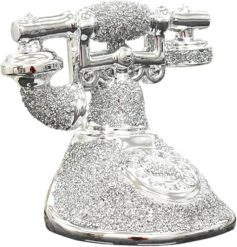 SEGOY Romany Crushed Diamond Telephone Crystal Silver Shelf Ornament Bling 25CM