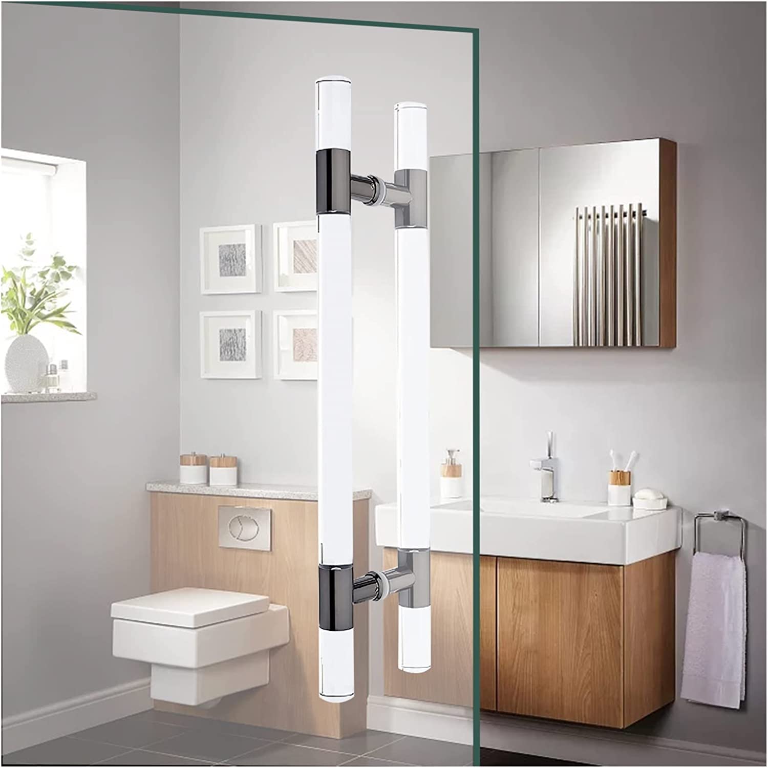 Wdsopk Sliding Barn Door Handle Indoor Shower Door Handle,23/31/39/47/59 In Long Crystal Clear Acrylic Push-Pull Bar,For Barn/Bathroom/Office,Double Side Fitting