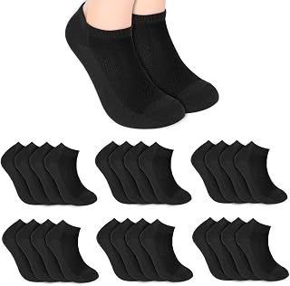 12 Pares de Calcetines Tobilleros para Hombre y Mujer, Unisex Tobilleros de Algodon Suaves y Transpirable con Puntera Reforzada