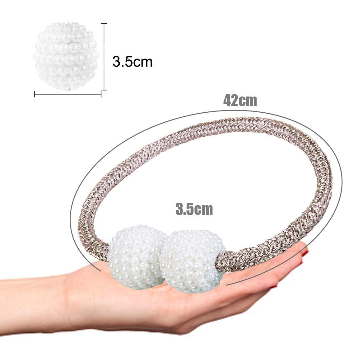 HNGM Gordijn touw gesp 2 stks/paar Magnetische Ronde Gordijn Tieback Gevlochten Sferische Ketting Gesp Window Strap Drapery Holdback Clip Touw Houders Home (Color : 3