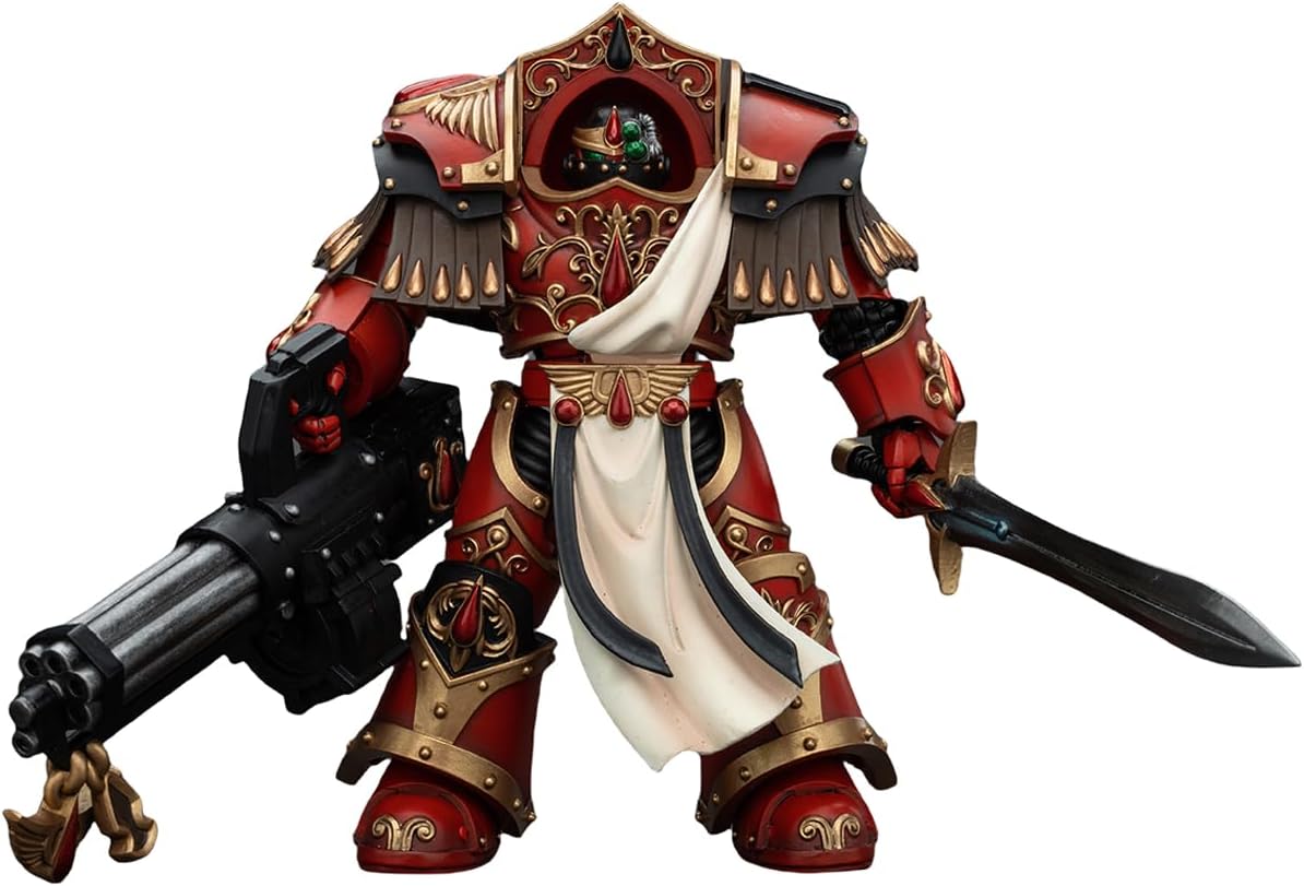 JOYTOY Warhammer The Horus Heresy 1/18 Action Figure Blood Angels Crimson Paladins Squad Crimson Paladin with Iliastus Assault Cannon Collection Model