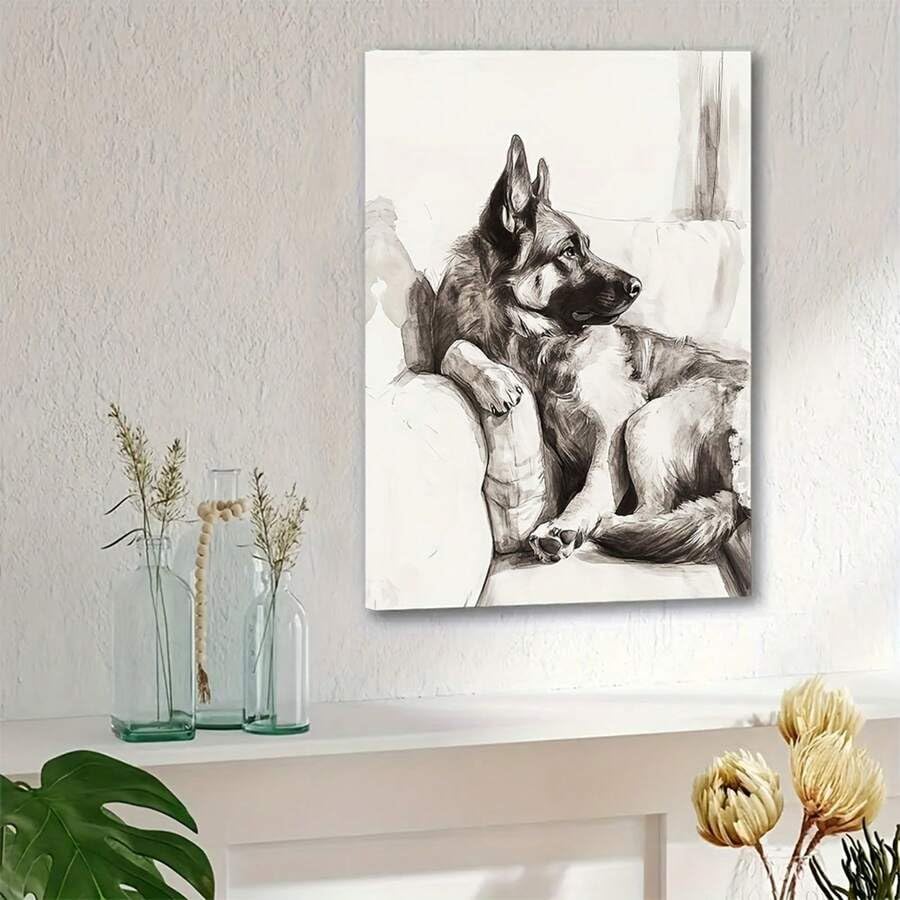 Impression d'art grand chien au style fusain avec cadre intérieur - 4