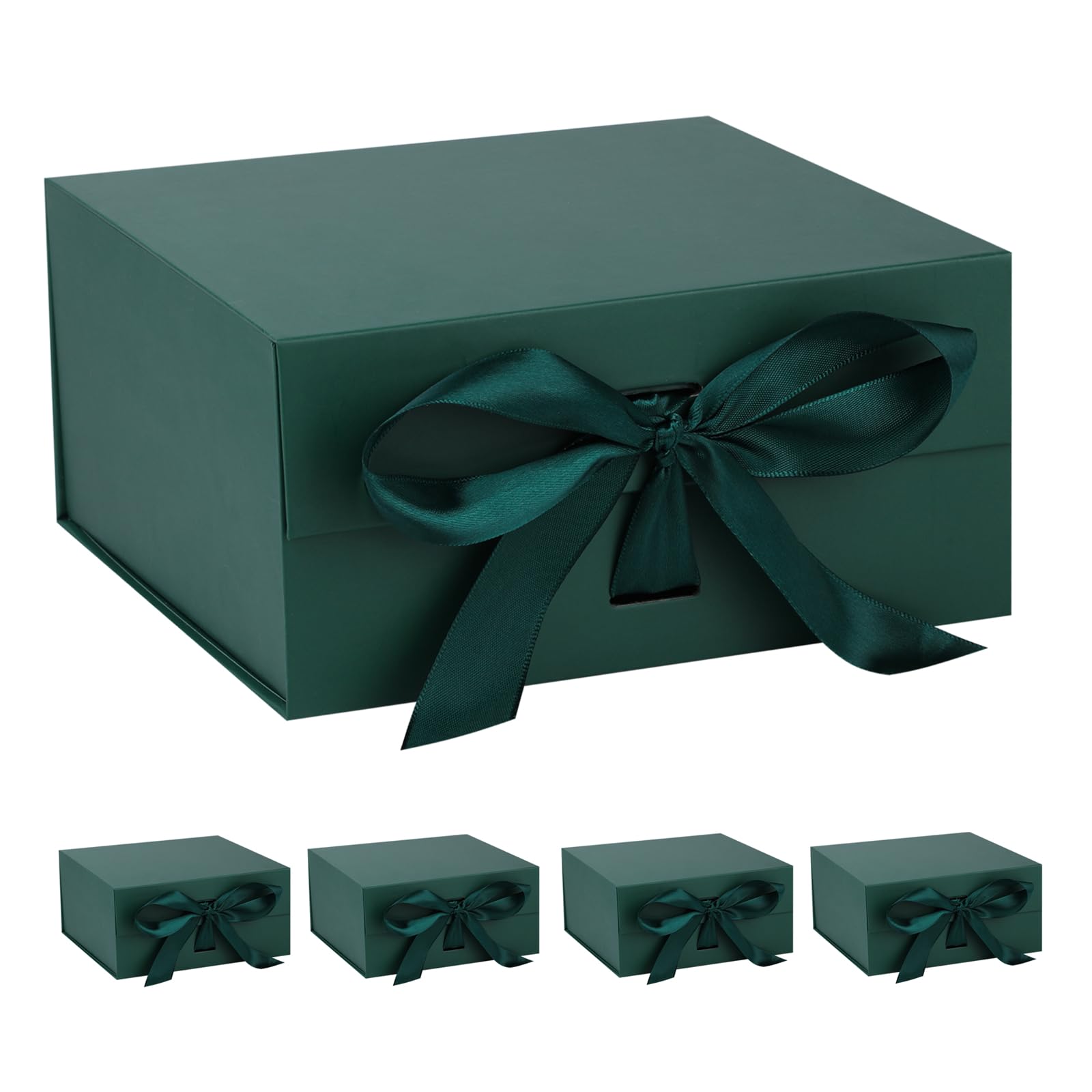 OEMVALATY Boîte cadeau magnétique verte avec couvercle et ruban pour cadeaux, mariage, Noël, Halloween, anniversaire 20,3 x 20,3 x 10,2 cm