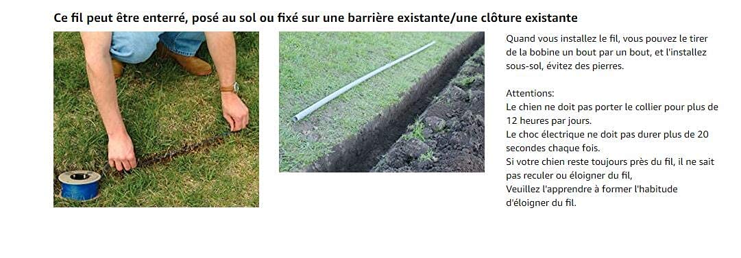 Cloture Electrique pour Chien Collier Anti Fugue avec 2 Colliers