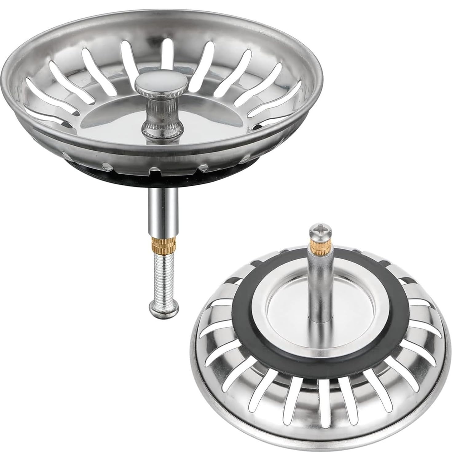 YUNYU 82mm Adjustable Kitchen Sink Strainer & Sink Plug - Thickened Rust-Resistant Metal Food Waste Filter with 30mm Screw - Universal Hair Catcher Replacement for Standard Drains (1-Pack)