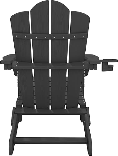 Vista 234 de KINGYES - Silla Adirondack plegable, sillas de patio de polietileno de alta densidad para todo tipo de clima, silla de césped con textura de madera