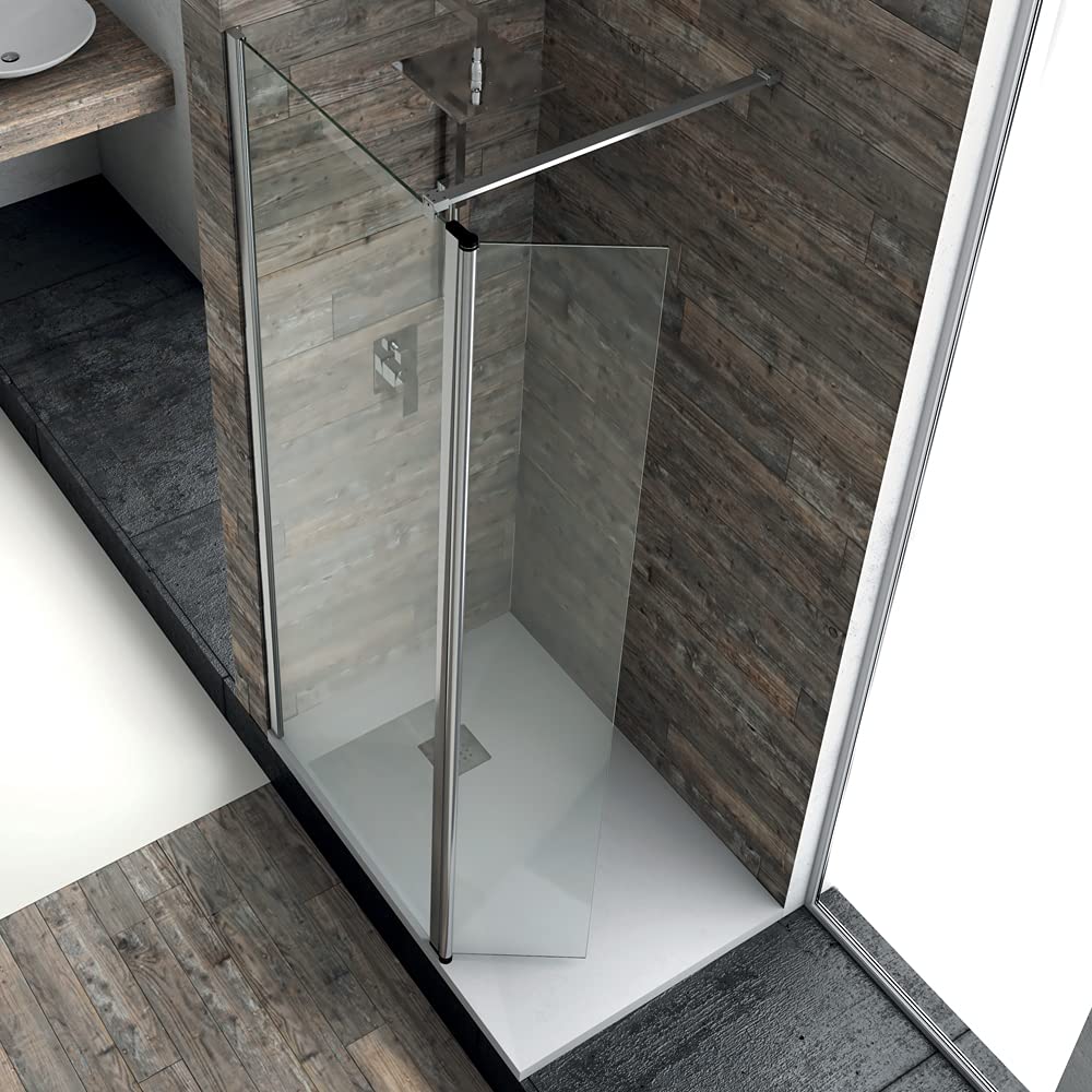 Ogomondo Walk-in Doccia con Anta basculante e Staffa Cristallo 8 Mm