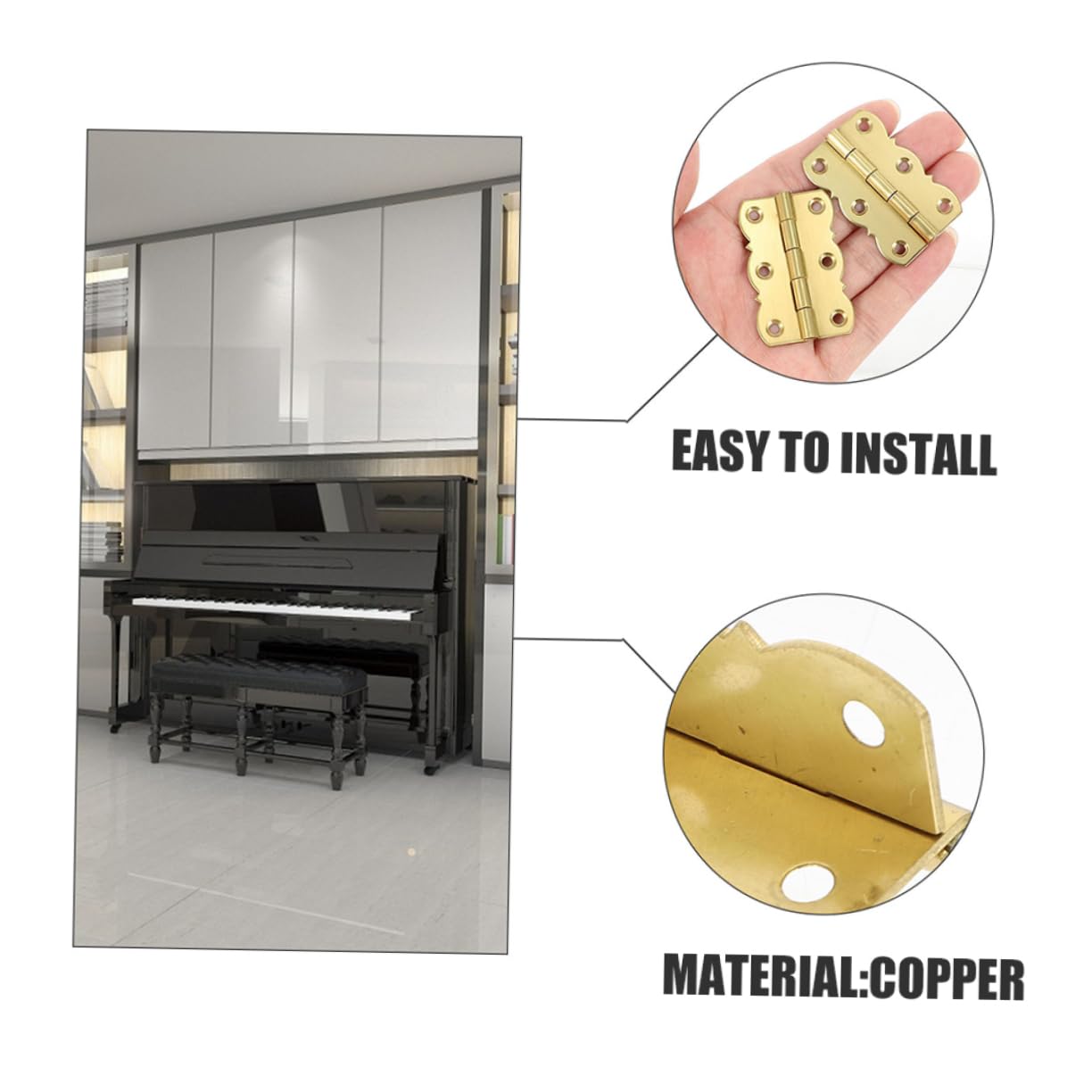 jojofuny 12piezas Bisagras Para Piano De Plegables Para Cajas De Madera y Manualidades Orificios Pre-perforados Para Instalación