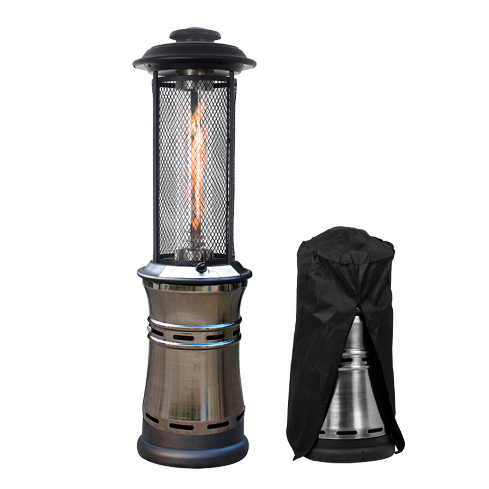 Stufa a gas propano per esterni, in acciaio inox, con tubo in vetro e copertura antipioggia, per barbecue, feste, 12 KW, perfetto per giardino e campeggio