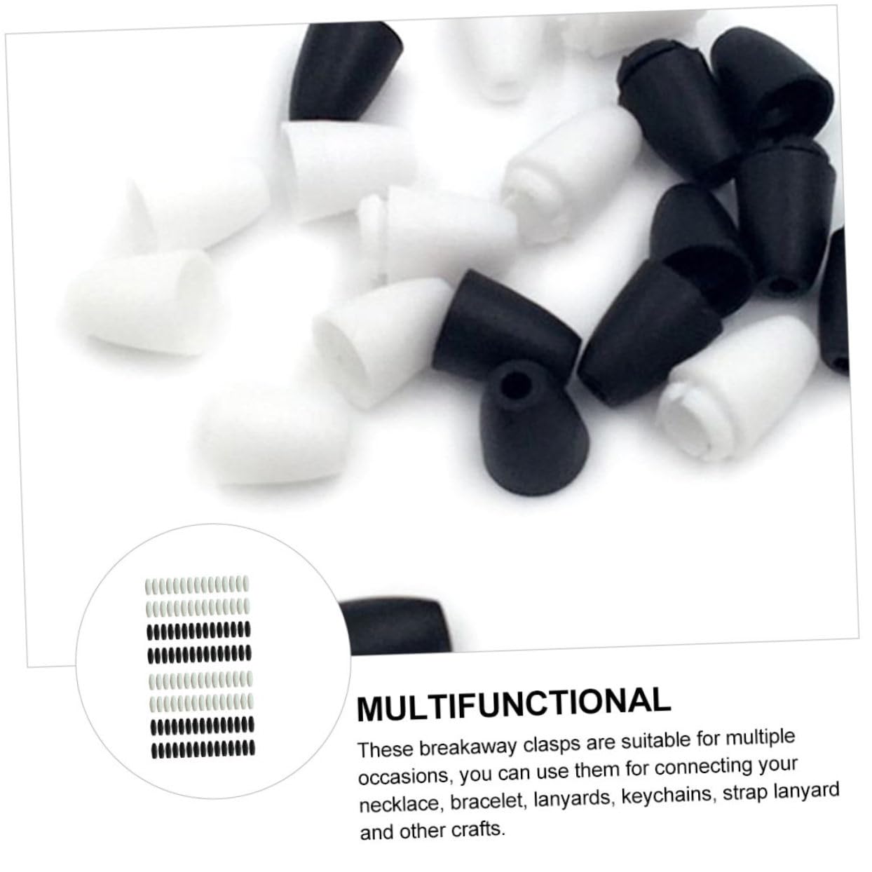 Angoily 700 Piezas Conectores de Cuerda de Plástico Clips de Seguridad Deslizantes para Lanyards Pulseras y Manualidades Negros