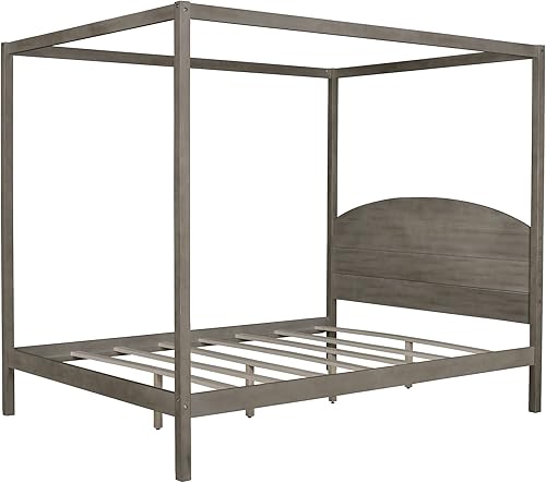 Miniatura 6 de Harper & Bright Designs Cama con dosel Queen con cabecero, marco de cama de madera Queen con patas de apoyo, marco de cama de plataforma tamaño