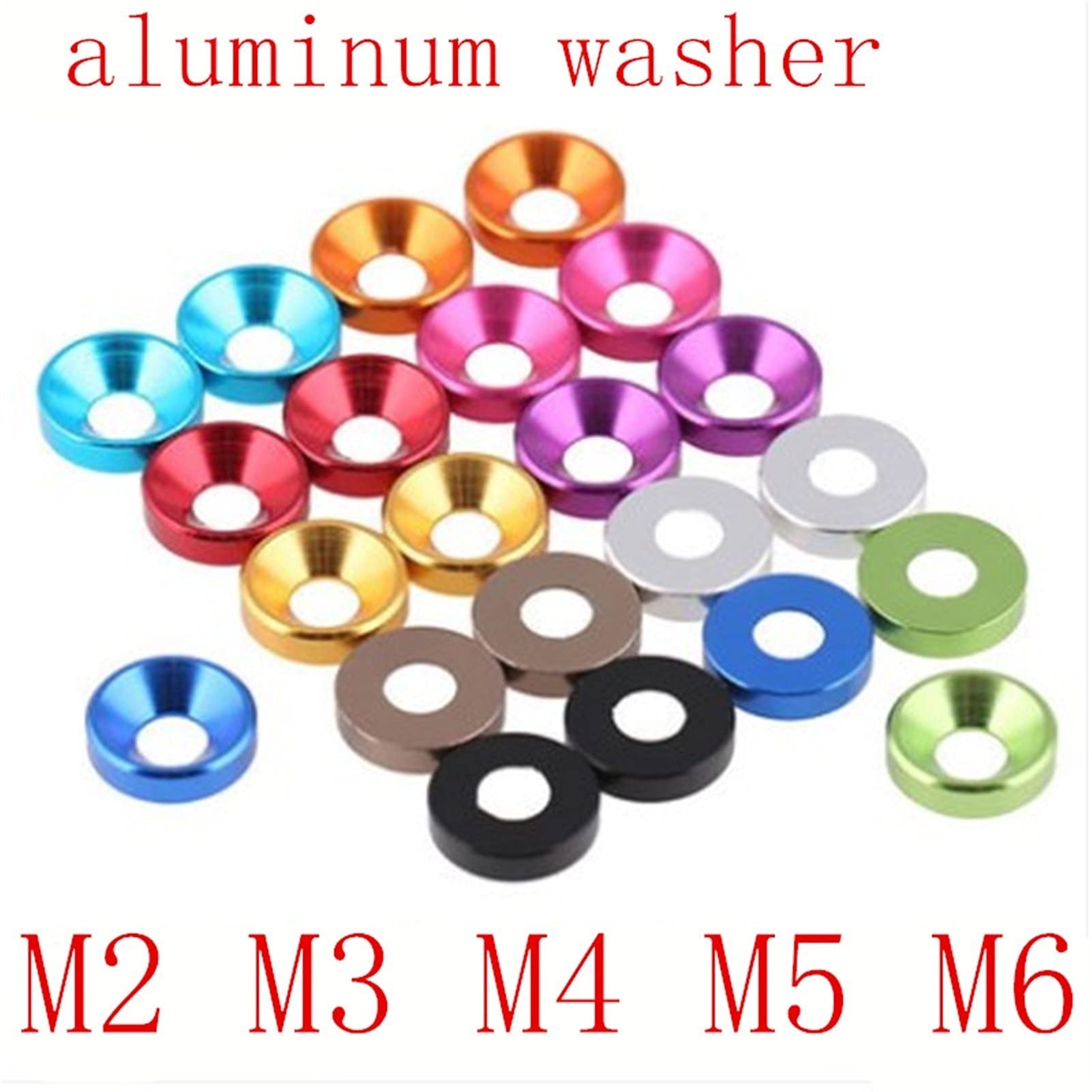 Entretoises rondes en alliage d'aluminium, rondelles plates en acier inoxydable, rondelles plates Mdingbao en aluminium anodisé coloré à tête fraisée, joints, 10 à 20 pièces