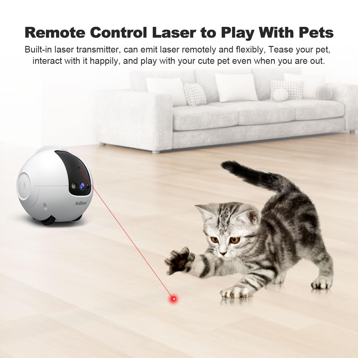 OBA Robot cámara AI 360 Grados para Animales domésticos: antivuelco 4 MP QHD, batería 10000 mAh DH013 Rec MicroSD