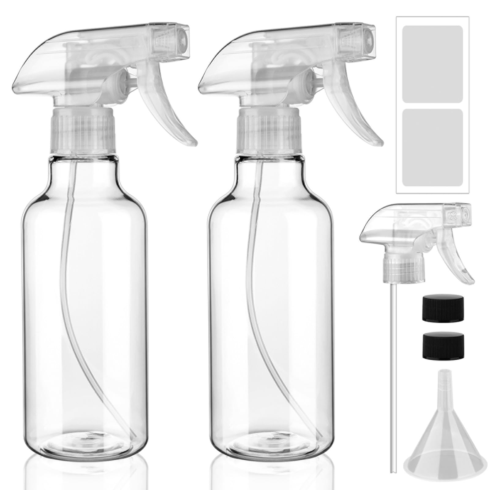 FreeBiz 2 Pack 350ml/12.32oz Plastic Spray Bottles Adjustable Empty Spray Nozzle for Hair Plants Cleaning Solutions Refillable Water Spray Bottle Travel Home Salon(2 Pack Clear)