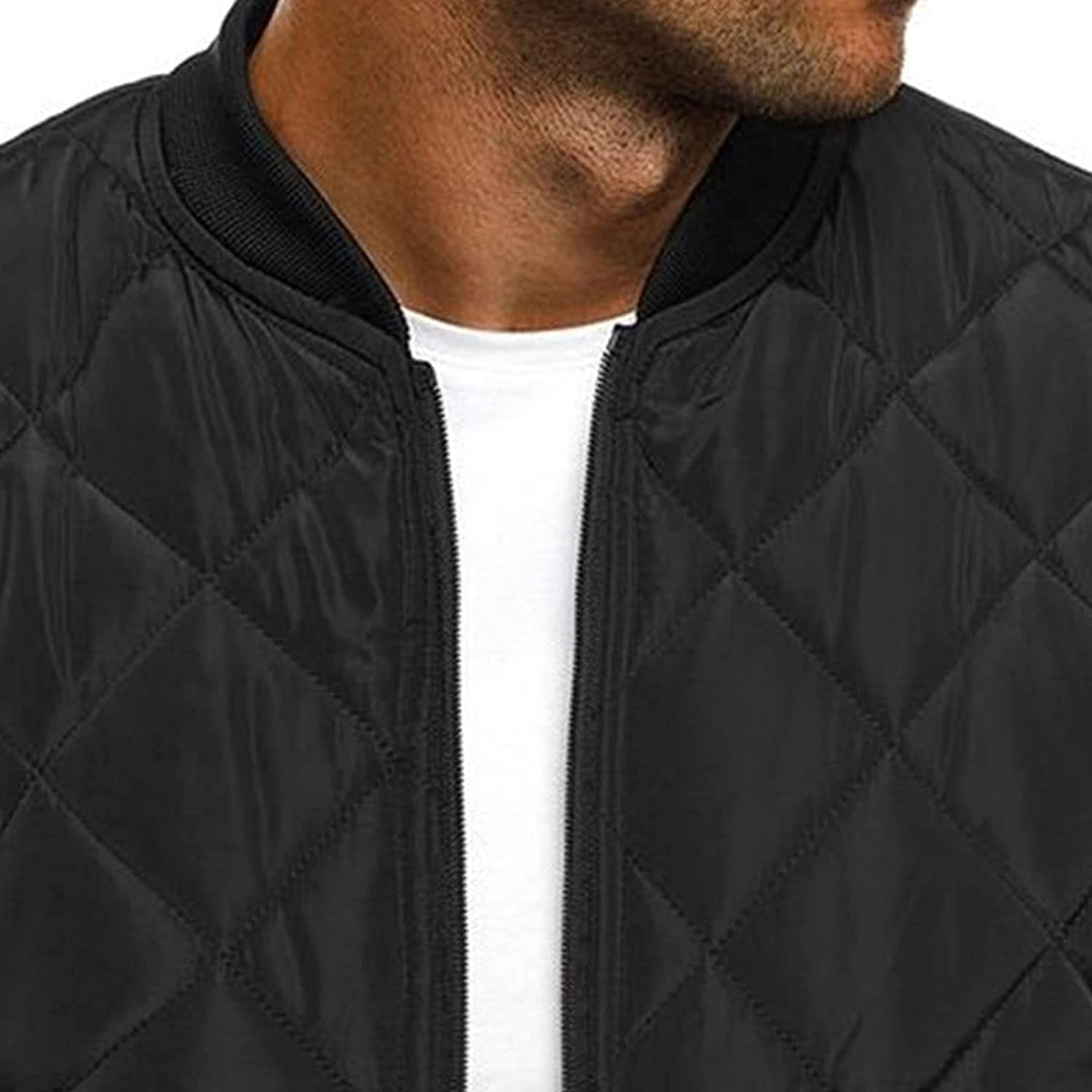 JEKE-DG Men Down Jacket Sherpa Lined Quilted Coat Puffer Clothes Hiking Windbreaker Waterproof Ski Warm Winter Snow Raincoat (Medium,Black)